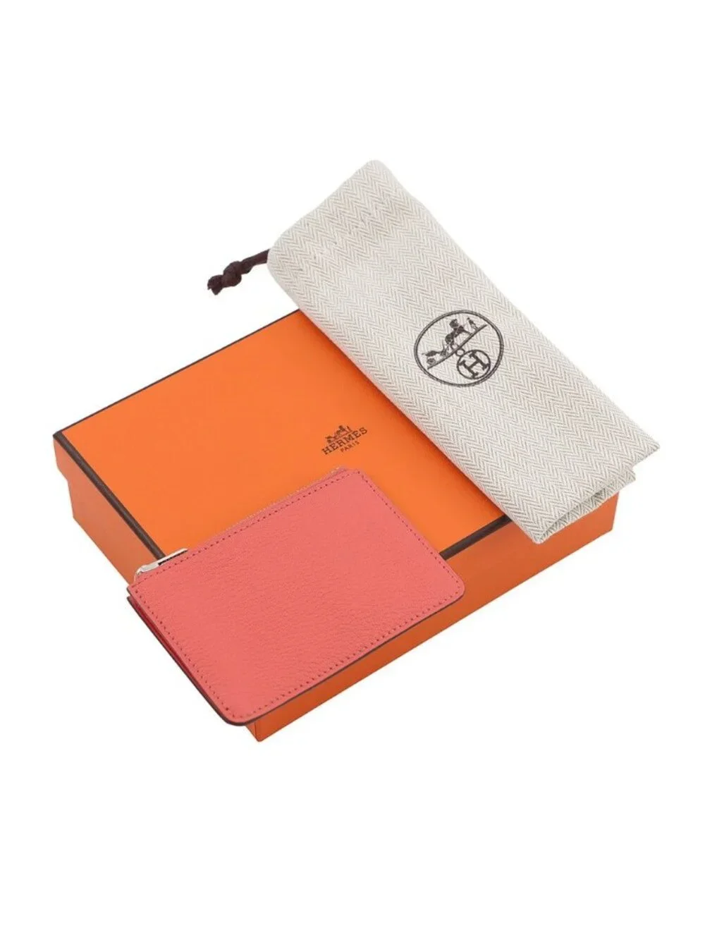 Hermes Wallet Roulis Slim Rose Texas Silver Chevre Misor